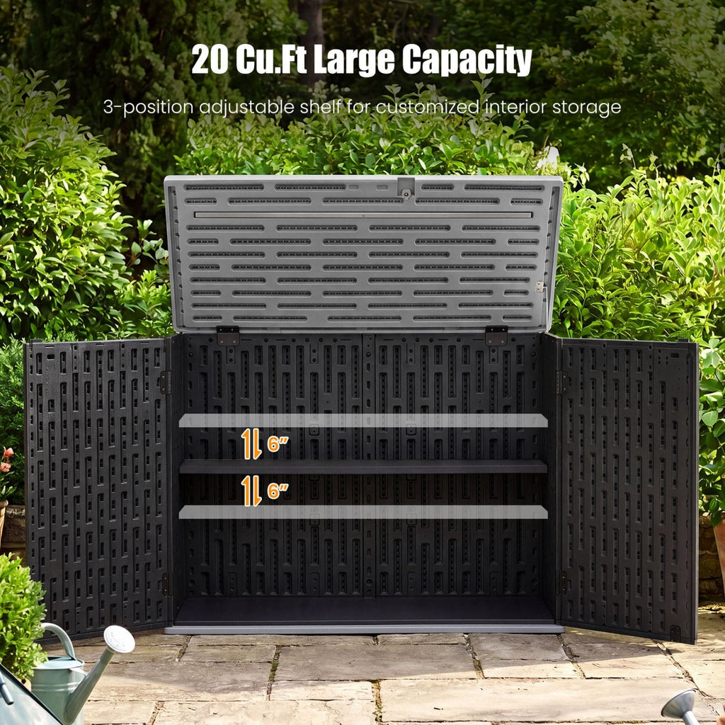 20 Cu.Ft Horizontal Resin Storage Shed with Adjustable Shelf