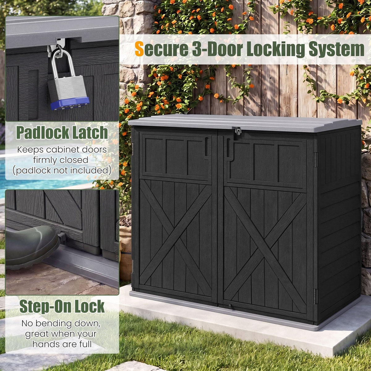 20 Cu.Ft Horizontal Resin Storage Shed with Adjustable Shelf
