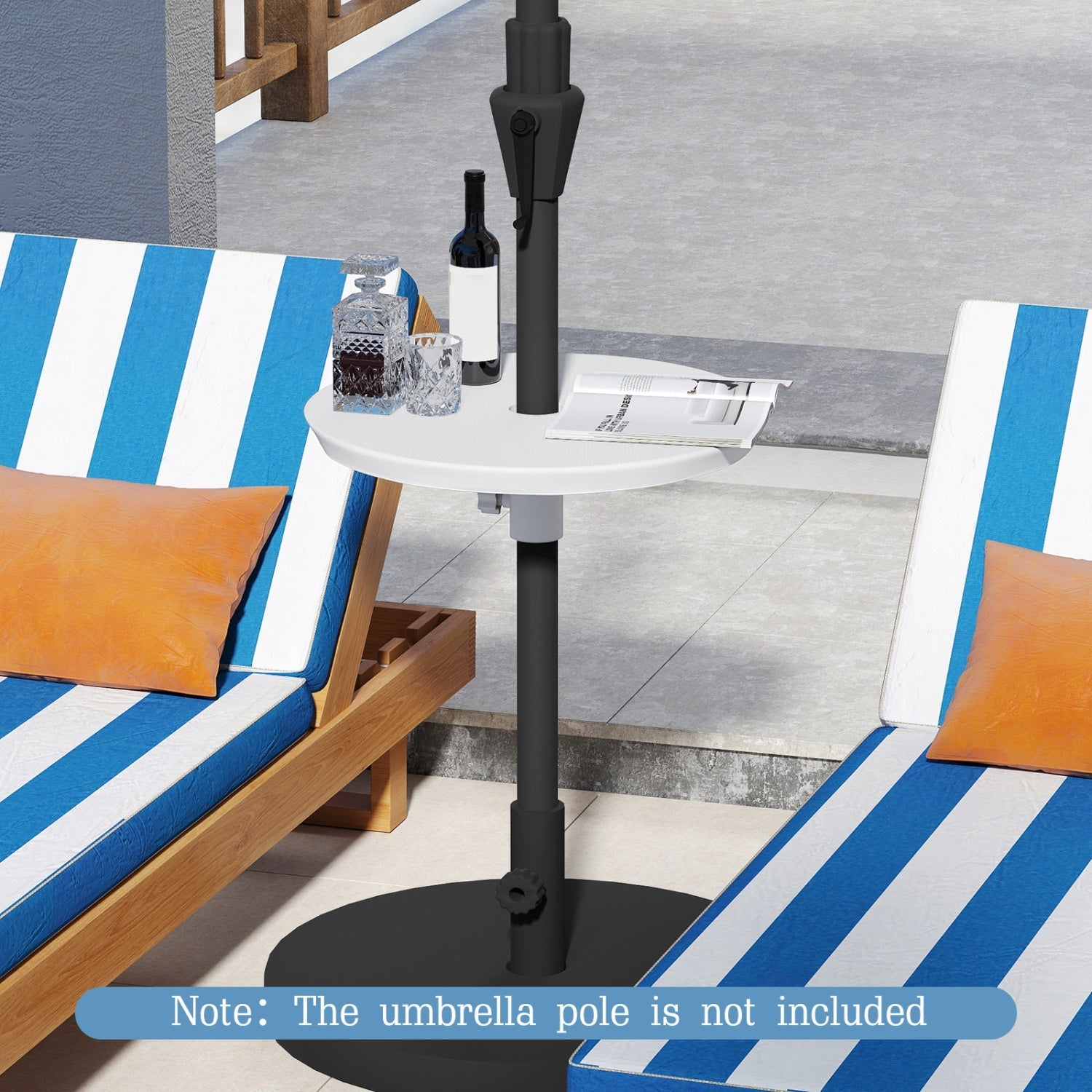 20 Inch Outdoor Adjustable Umbrella Table for 2 Sizes Patio Umbrella Pole
