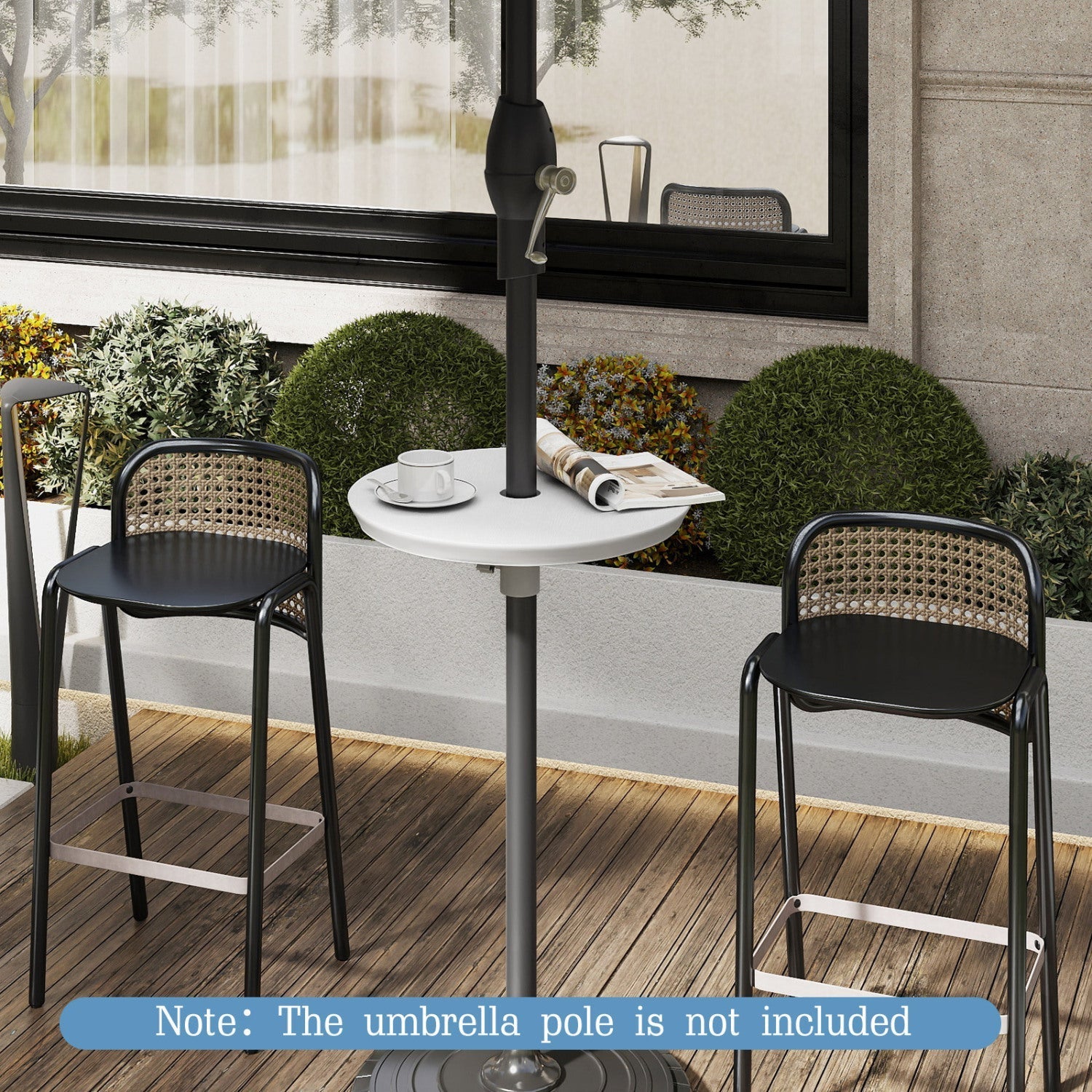 20 Inch Outdoor Adjustable Umbrella Table for 2 Sizes Patio Umbrella Pole