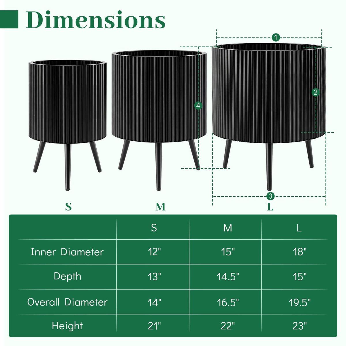 20-Inch Raised Metal Planter with Stand and Drainage Holes