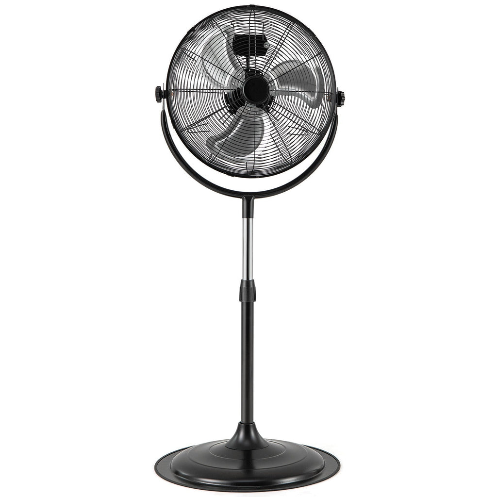18 Inches High Velocity Pedestal Fan with 3 Speeds and Adjustable Height-Black