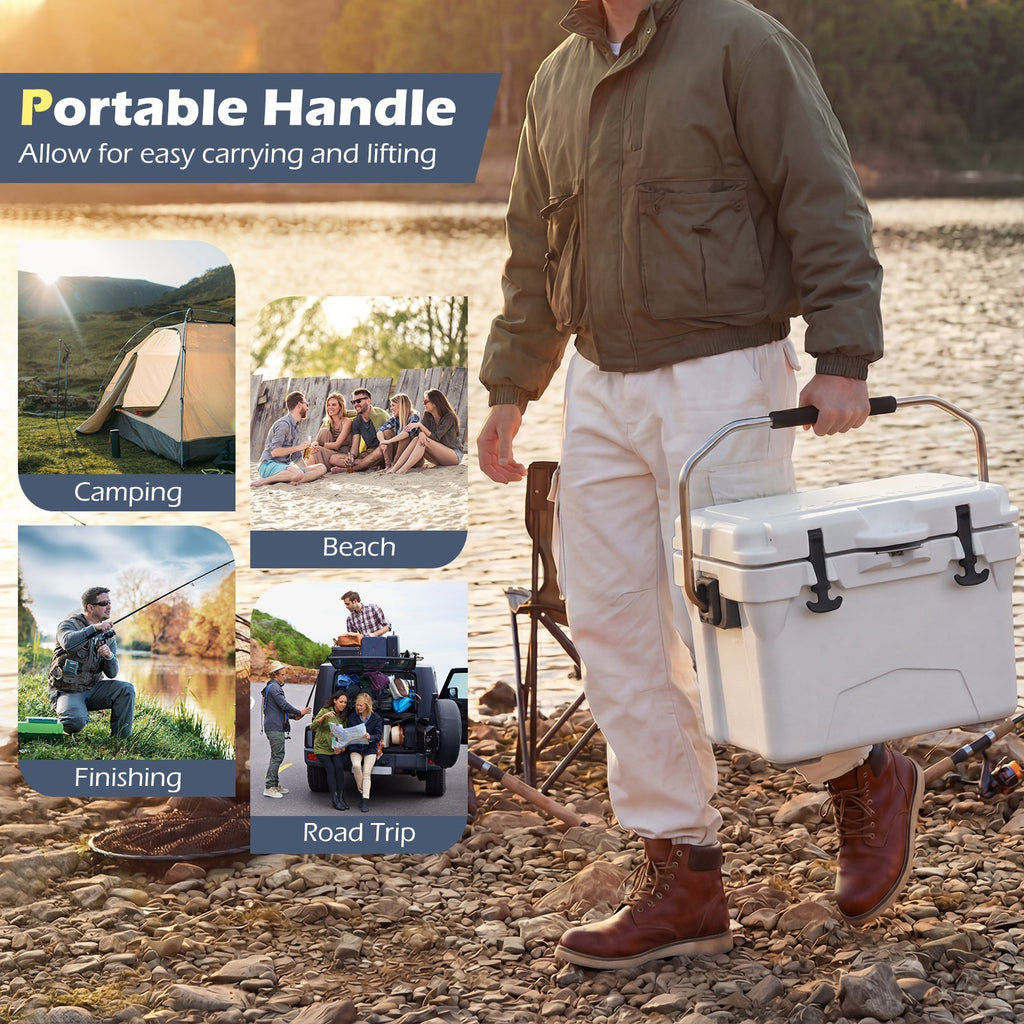 20 Quart Portable Hard Cooler with Built-in Ruler and Bottle