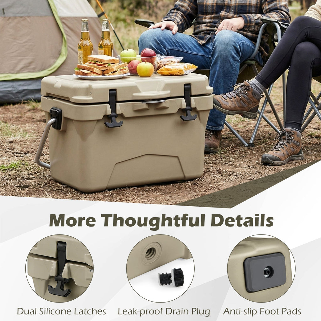20 Quart Portable Hard Cooler with Built-in Ruler and Bottle