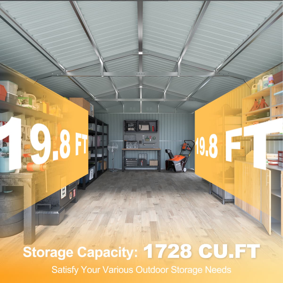13'x20' Plus Upgraded Metal Shed w/ Double Front Doors & Side Entry Door
