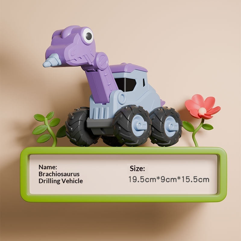 Press-and-play Dinosaur Engineering Vehicle Small Bus Toy Little Car