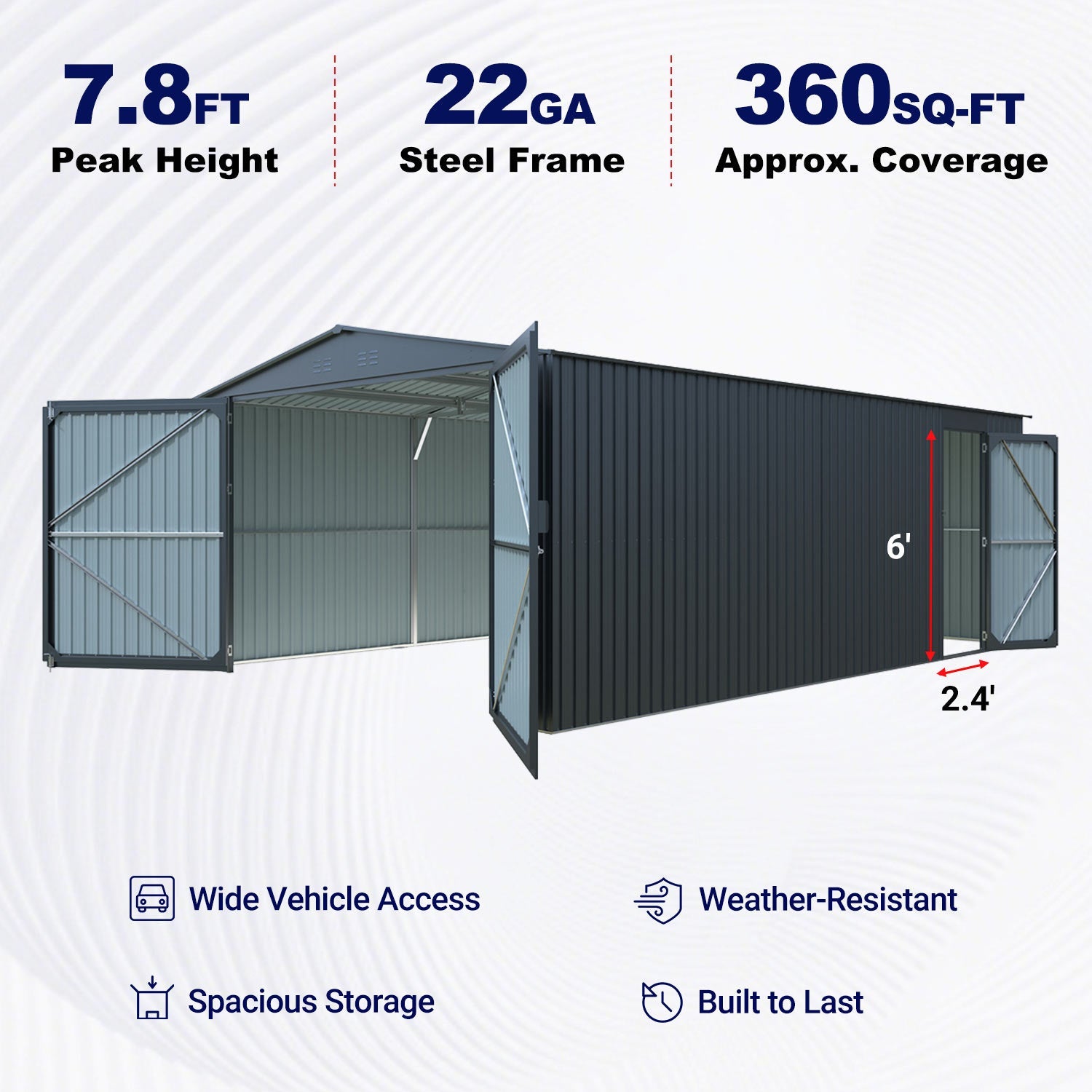 13'x20' Plus Upgraded Metal Shed w/ Double Front Doors & Side Entry Door