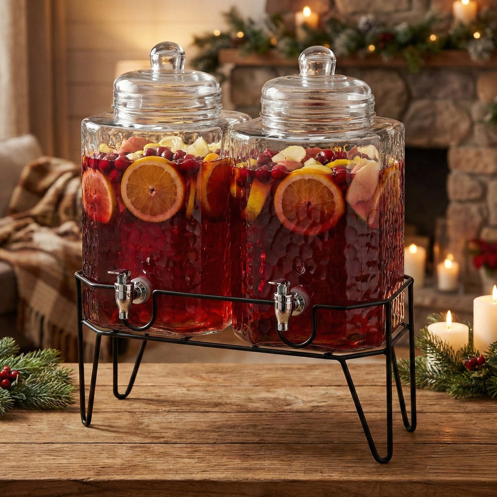 Hamburg (Set of 2) Beverage Dispensers with Stand 1.5 Gal Each