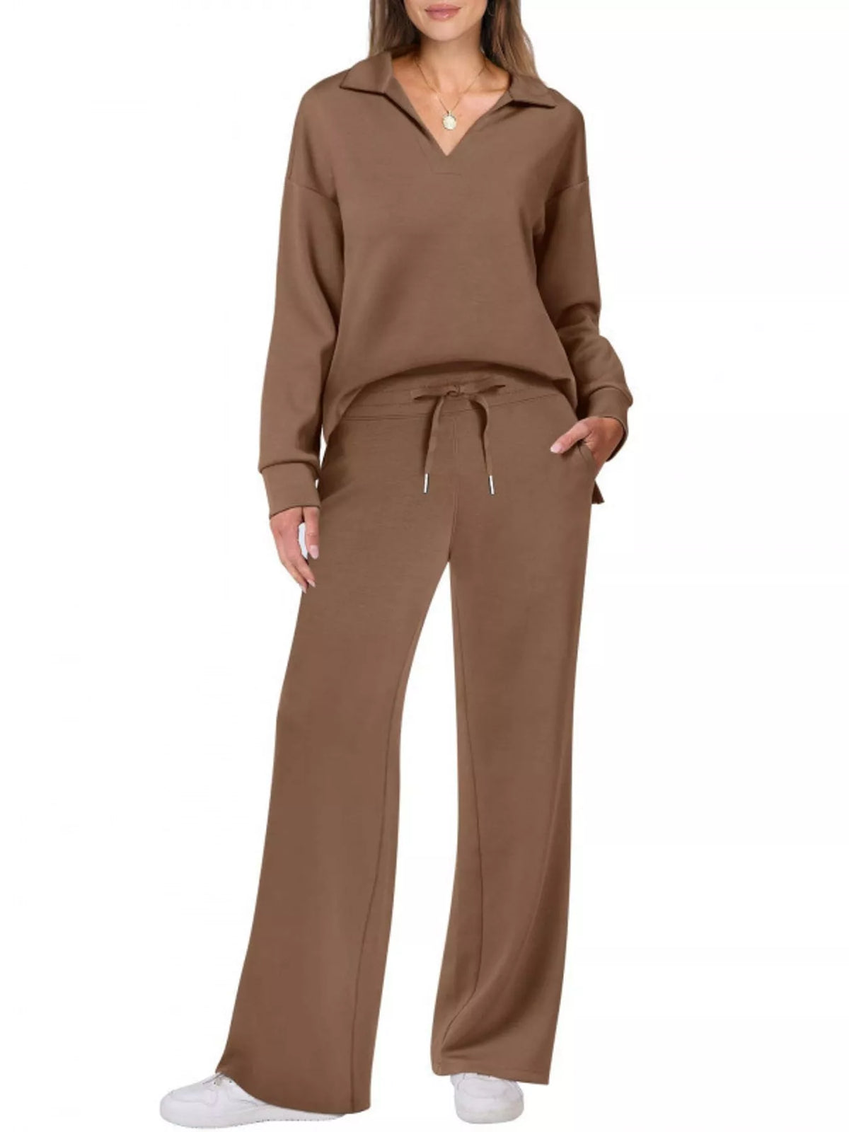 Dropped Shoulder Top and Pants Set
