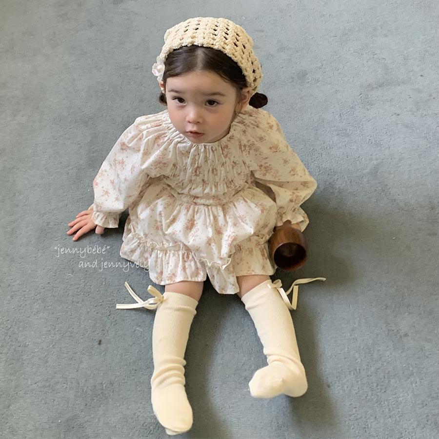 Baby Floral-print One-piece Romper For Outdoor Wear