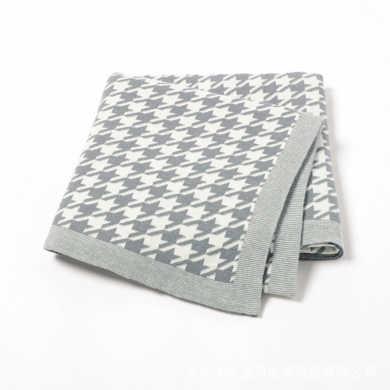 Houndstooth Jacquard Baby Swaddle Knitted Blanket