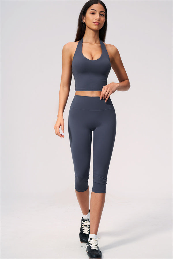 The Twirl Wide Strap Halter Crop Top