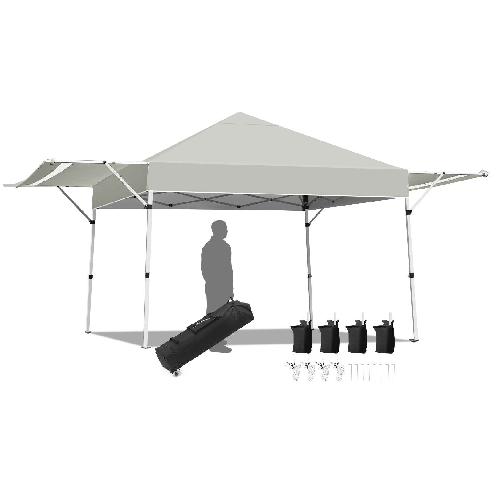 17 Feet x 10 Feet Foldable Pop Up Canopy with Adjustable Instant Sun Shelter