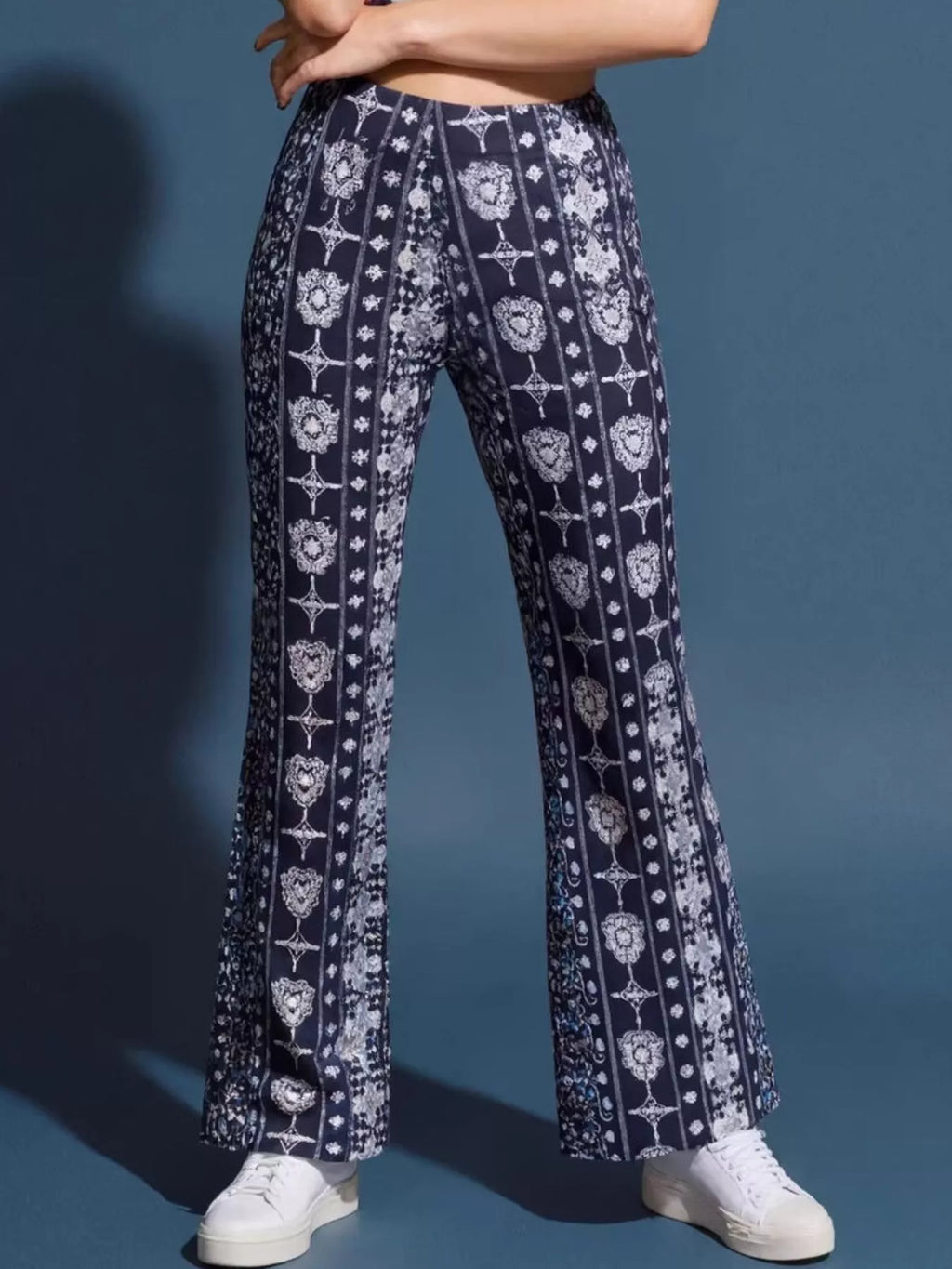 High-Waisted Printed Flared Pants