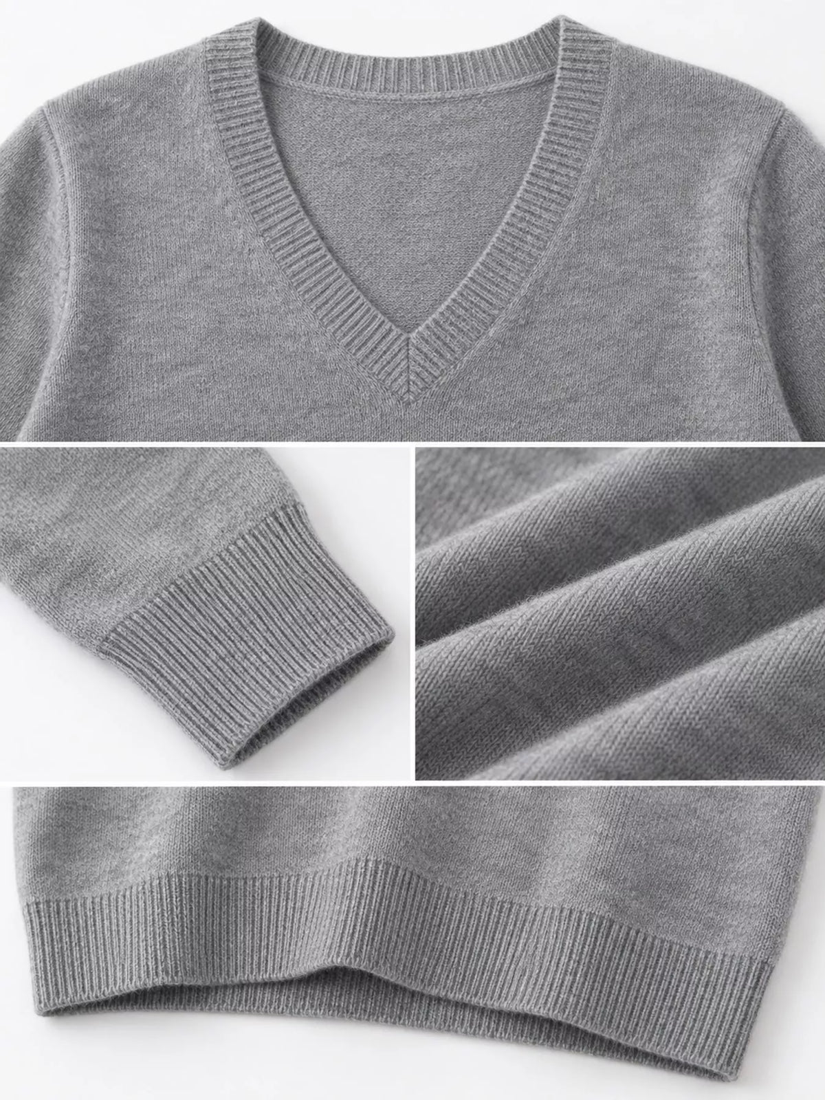 V-Neck Solid Color Sweater