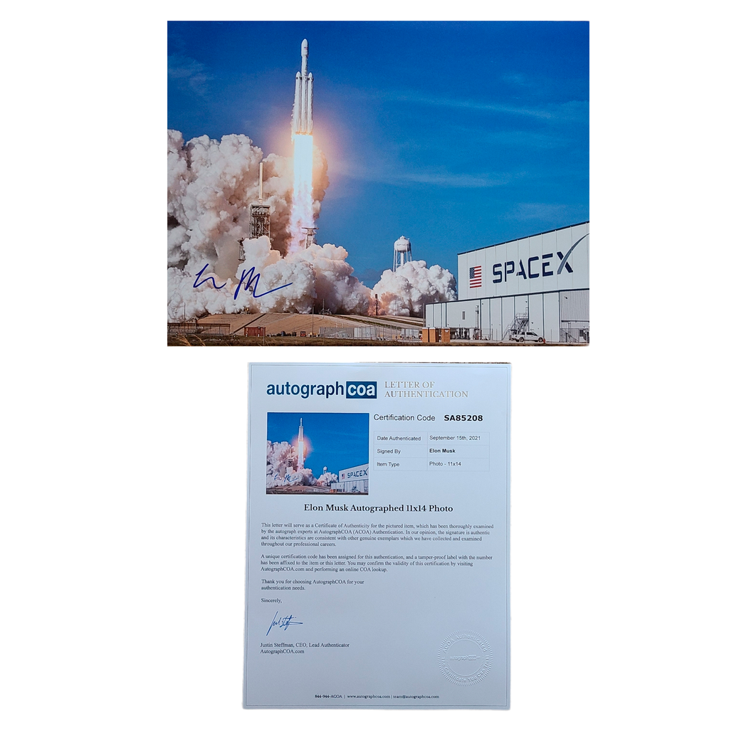 Elon Musk Signed 16x20 Framed SpaceX Tesla Photo ACOA FULL LOA ACOA