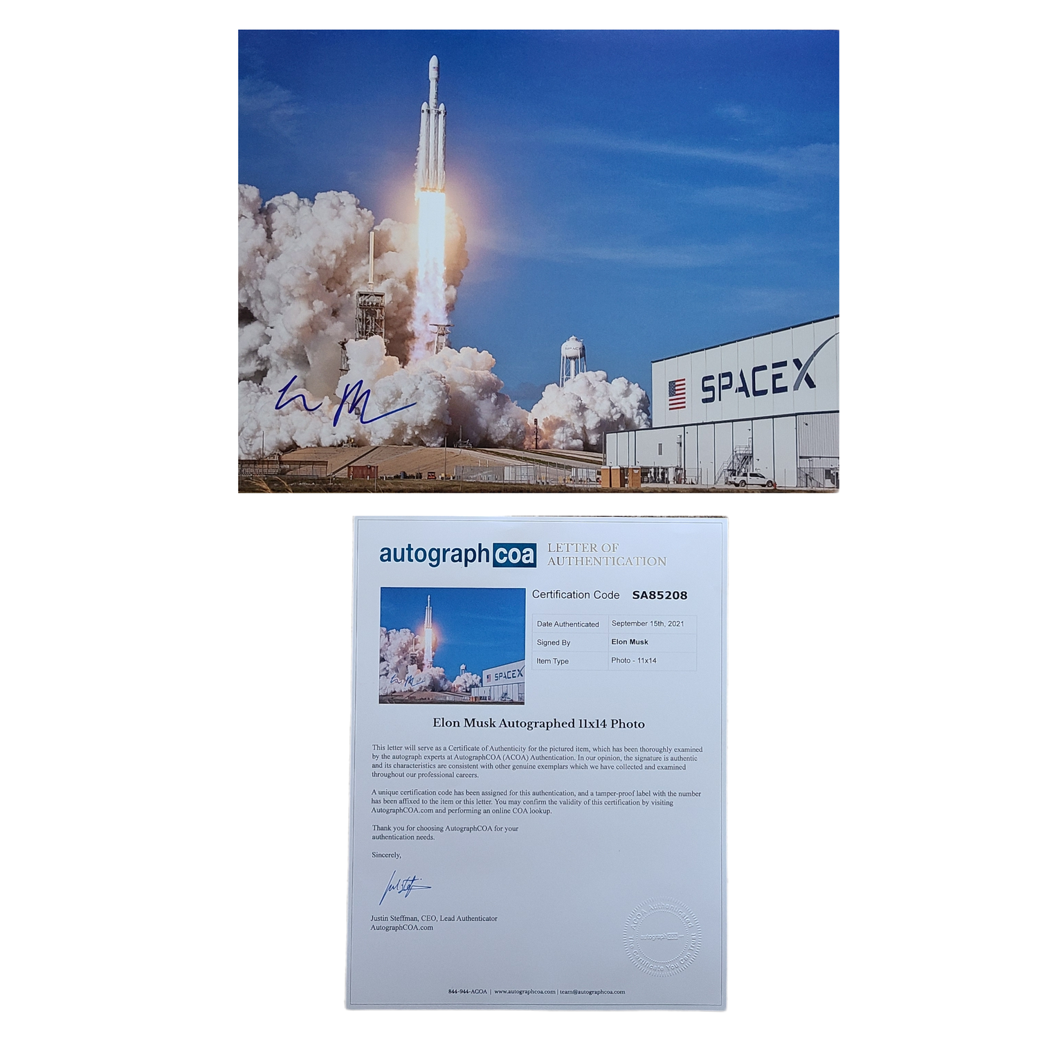 Elon Musk Signed 16x20 Framed SpaceX Tesla Photo ACOA FULL LOA ACOA