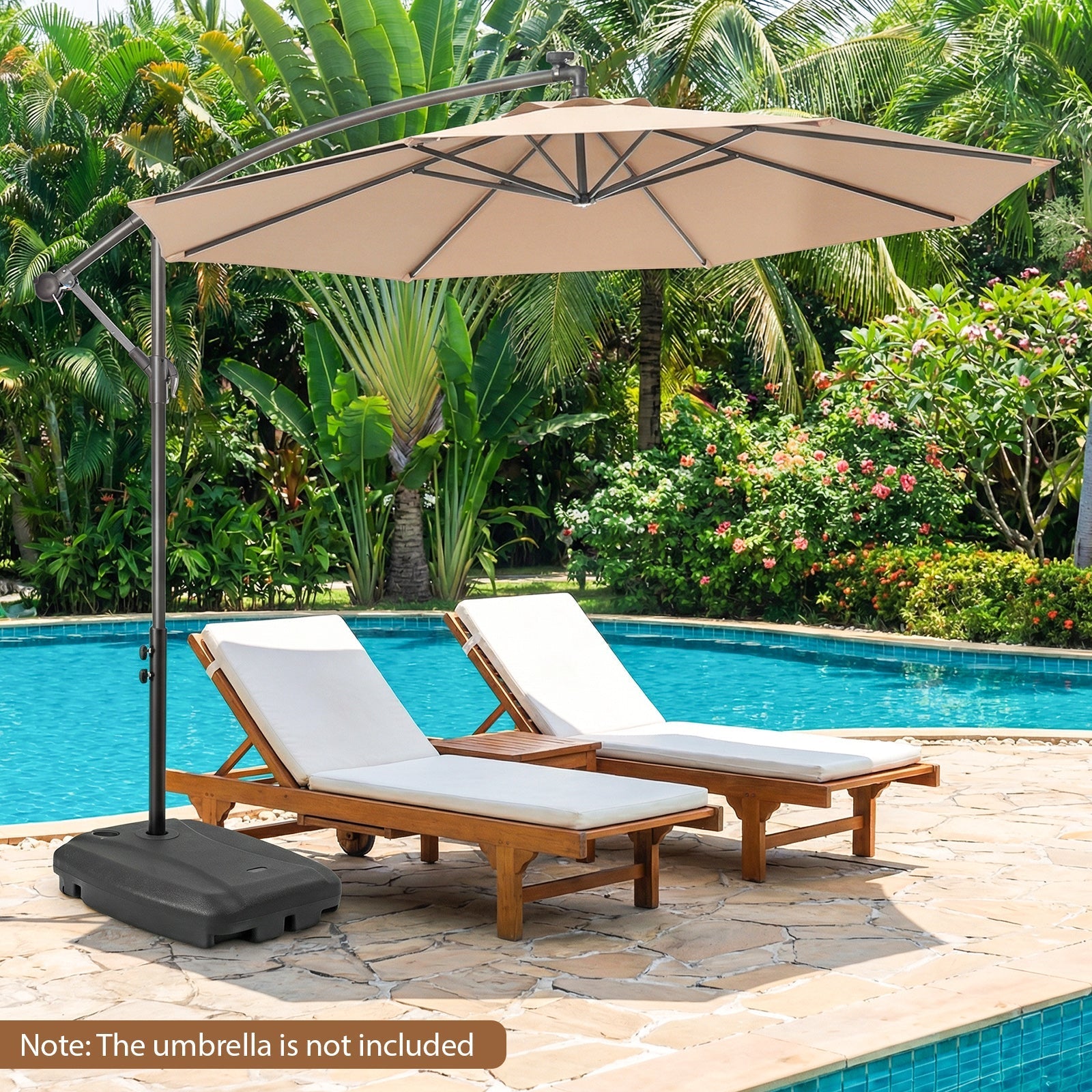 220 LBS Cantilever Patio Umbrella Base Stand with Wheels Fillable offset Umbrella Stand-Black