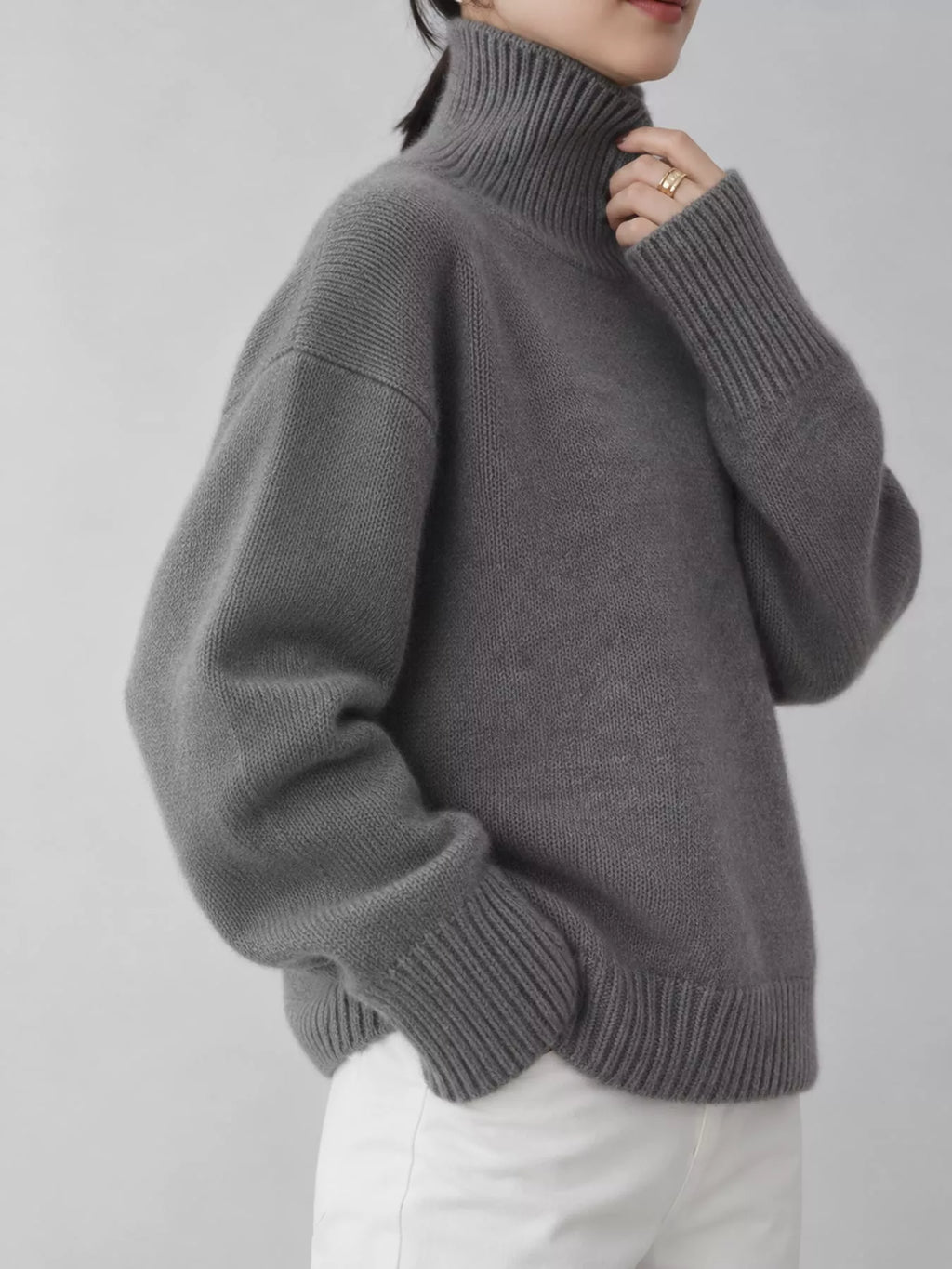 Turtleneck Dropped Shoulder Sweater