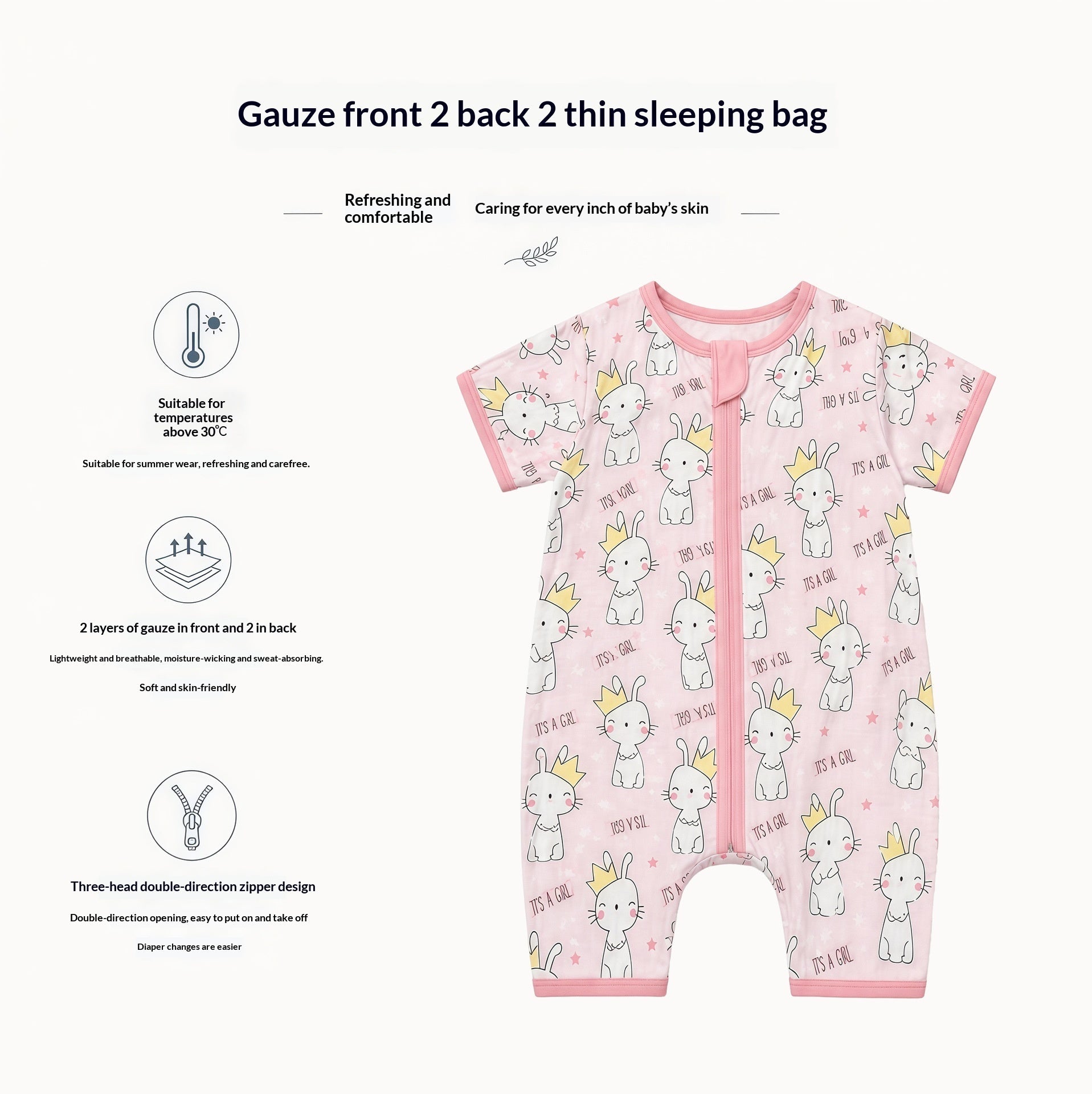 Dudu SpringSummer Lightweight Baby Gauze Sleeping Bag