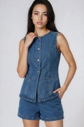 Miss Sparkling 2 piece set denim shorts and sleeveless top