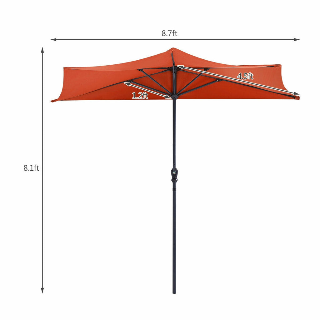 9Ft Patio Bistro Half Round Umbrella