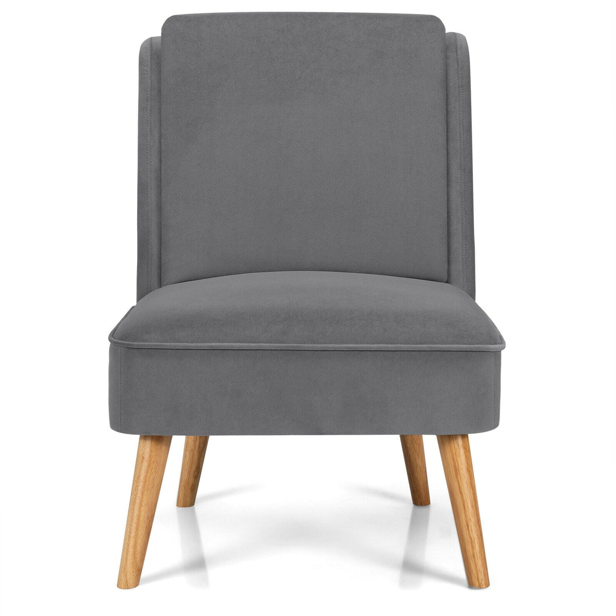 Velvet Accent Armless Side Chair with Rubber Wood Legs for Bedroom