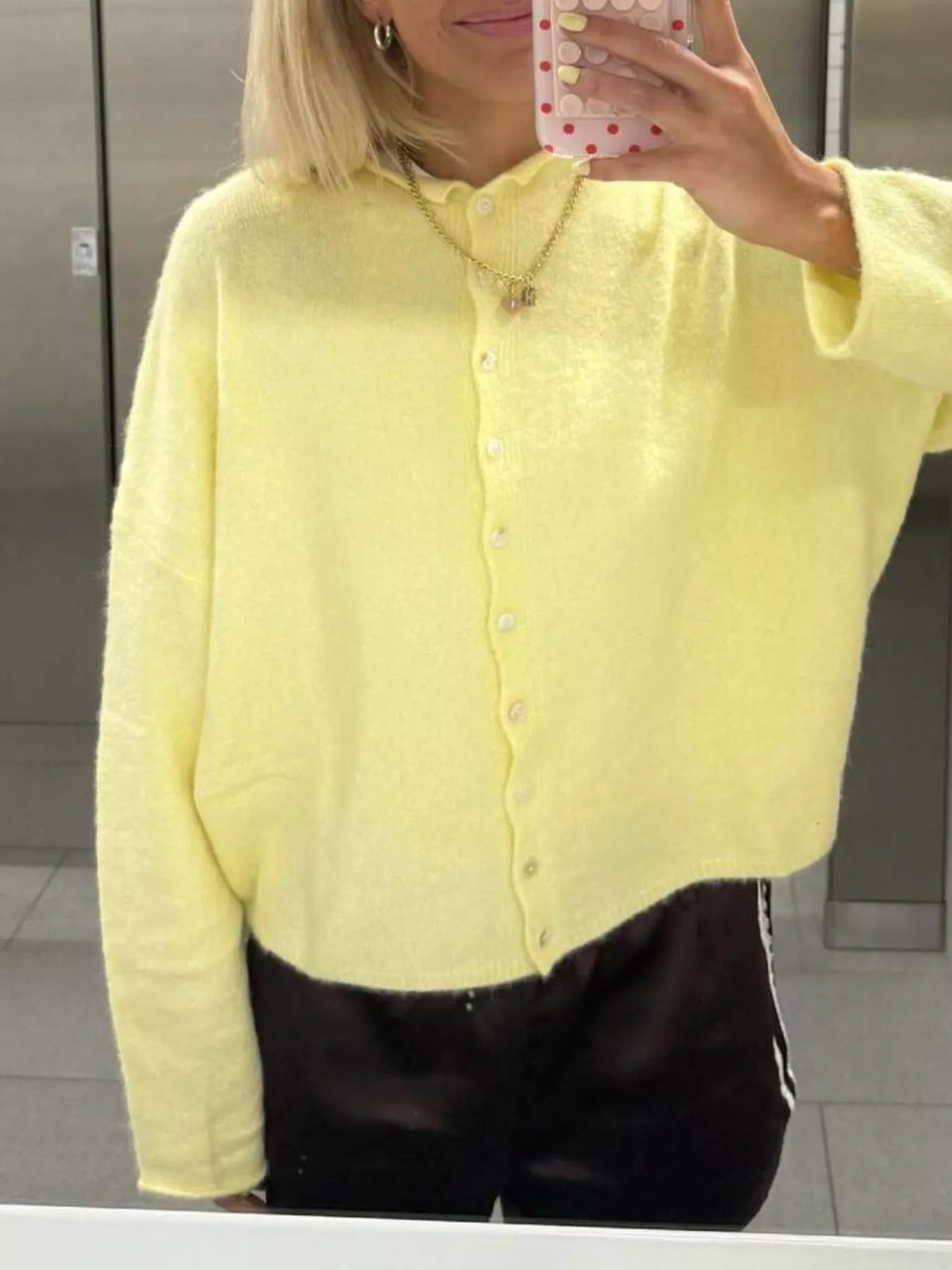 Button-Down Dropped Shoulder Cardigan