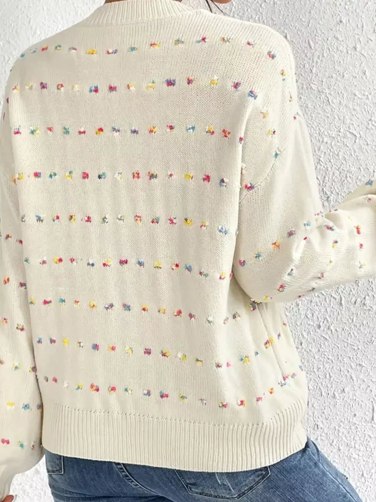 Multi-Color Confetti Dot Drop Shoulder Sweater