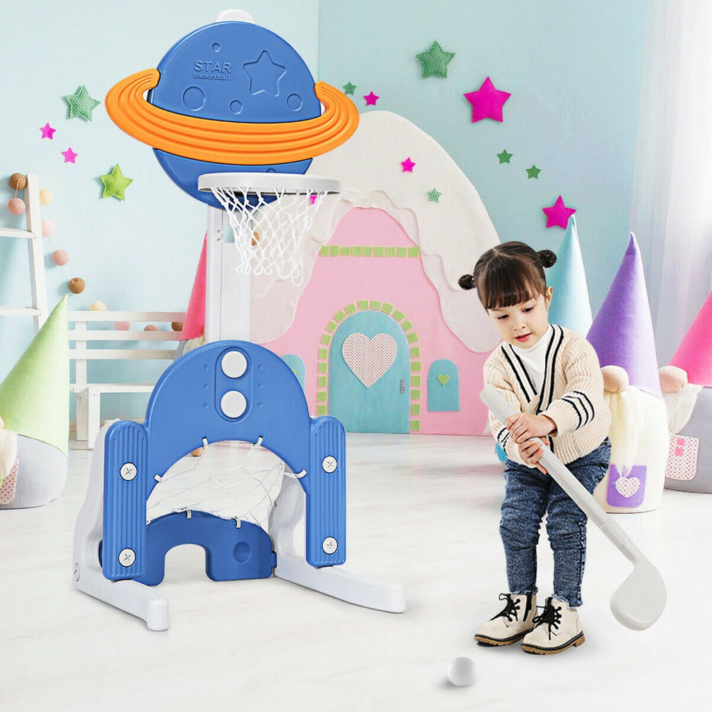 3 in 1 Height Adjustable Kids Basketball Hoop Set with Balls