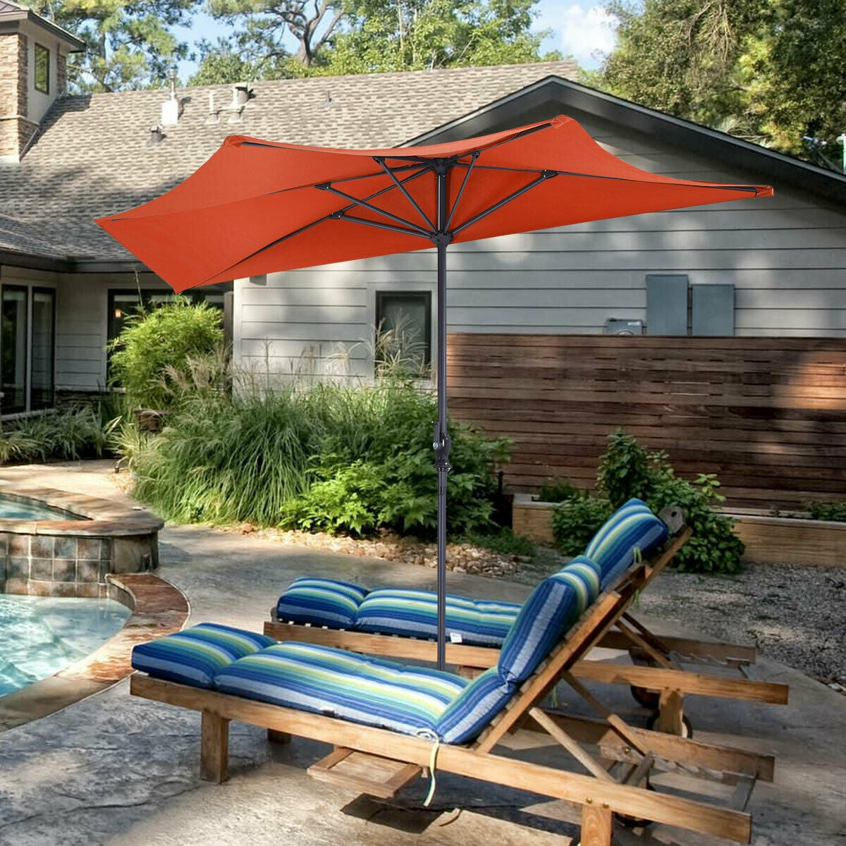 9Ft Patio Bistro Half Round Umbrella