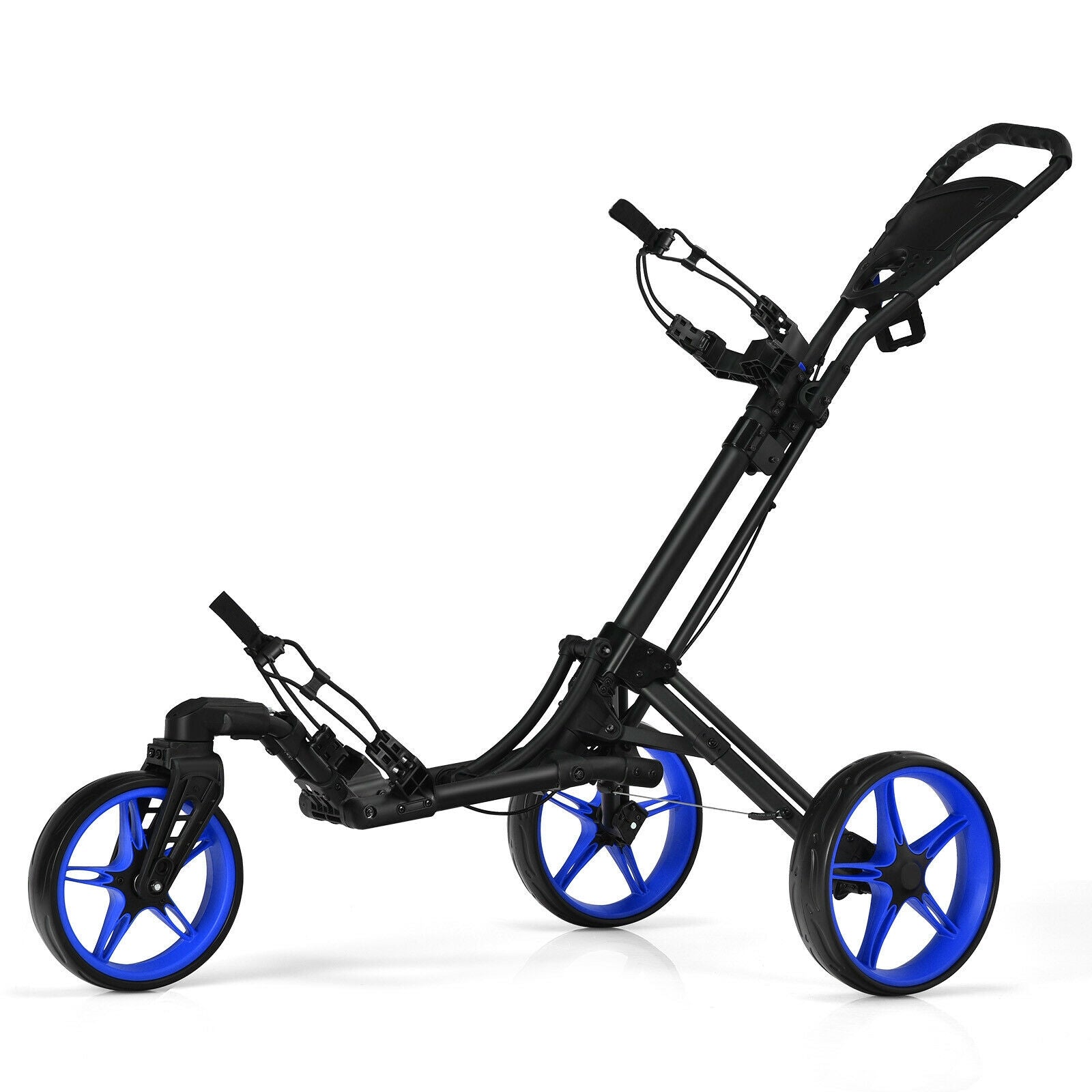 Folding Golf Push Cart with Scoreboard Adjustable Handle Swivel Wheel