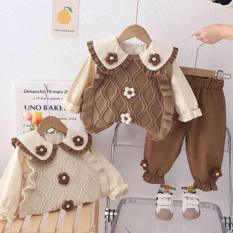 Baby Girl Spring Outfit Set Stylish Childrens Sweater Vest