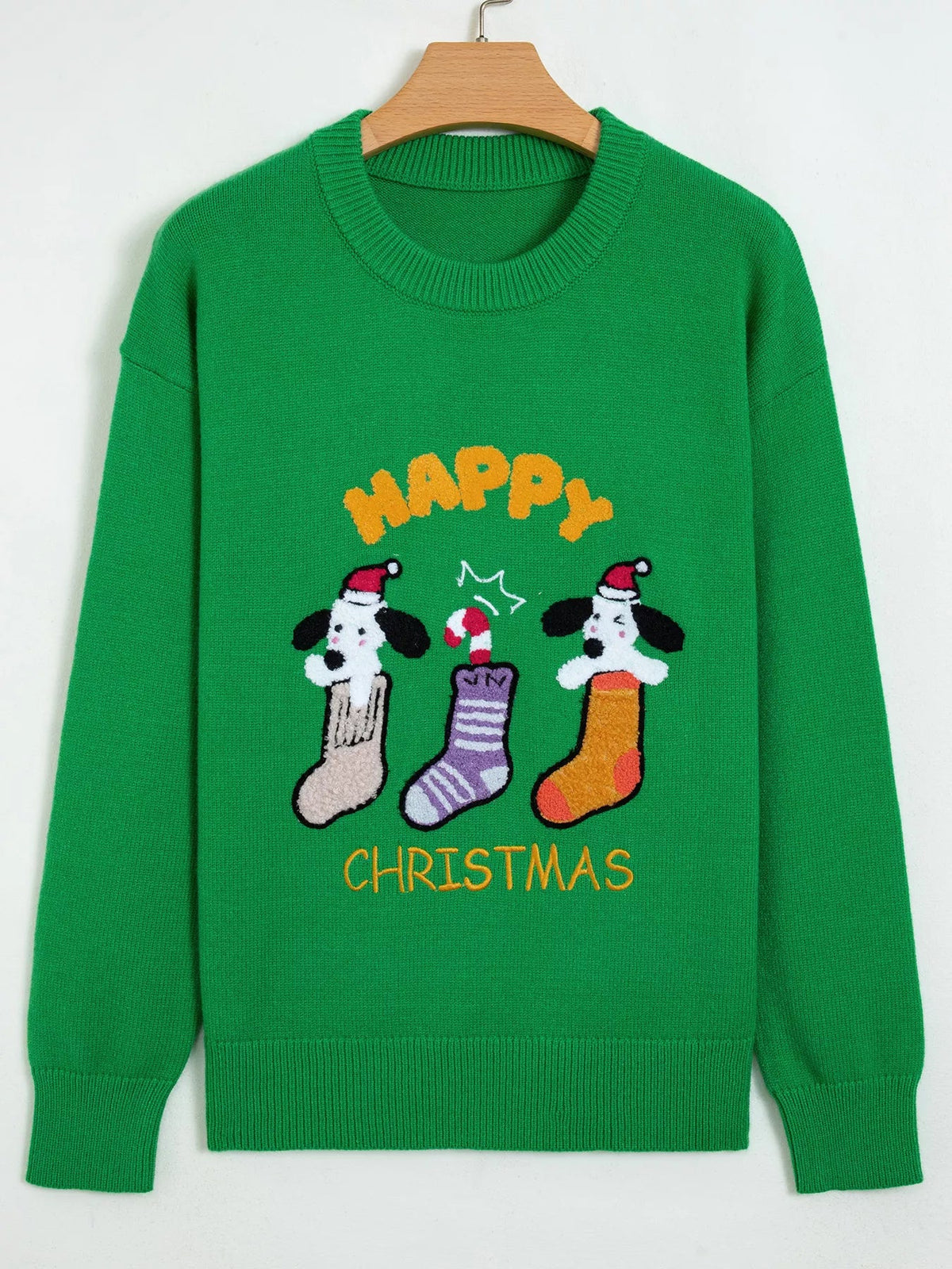 Abstract Patch Embroidery Christmas Pullover Sweater
