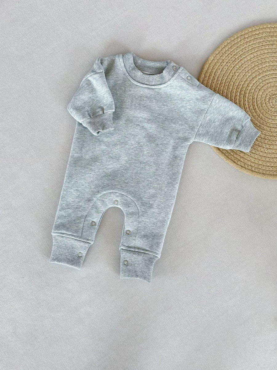 Children's Fleece Solid Color Stylish Thick Romper Jumpsuit