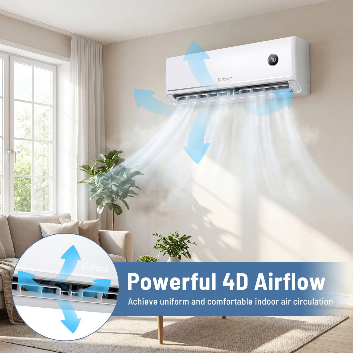 24000 BTU 18.1 SEER2 208/230V Mini Split Air Conditioner Works with Alexa