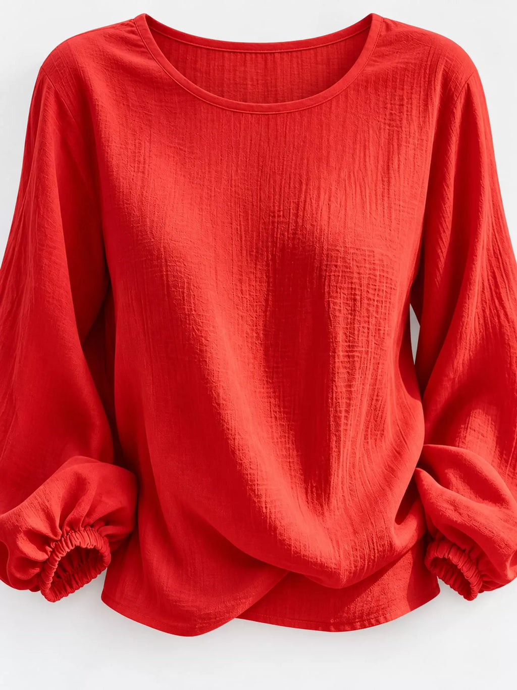 Full Size Elasticated Cuffs Long Sleeve Blouse Plus Size