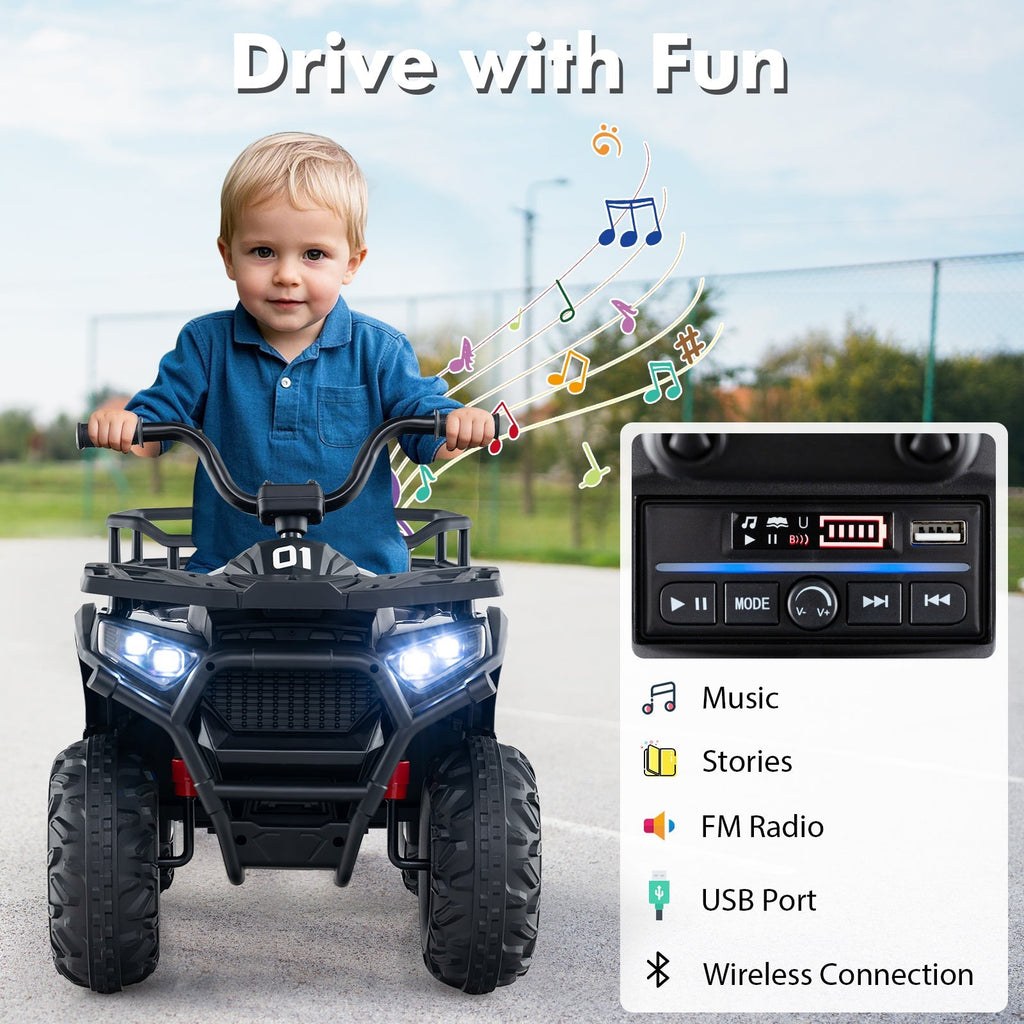 24V Kids Ride on Electric ATV Quad Car with Realistic Sounds and LED Lights