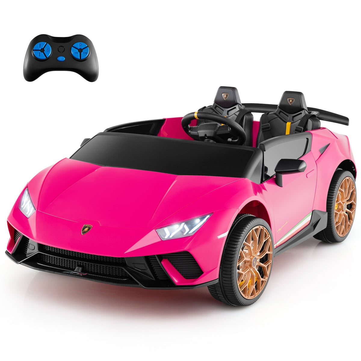 24V Ride-on Car for Kids 4WD 2-Seater Licensed Lamborghini Electric Vehicles with Music