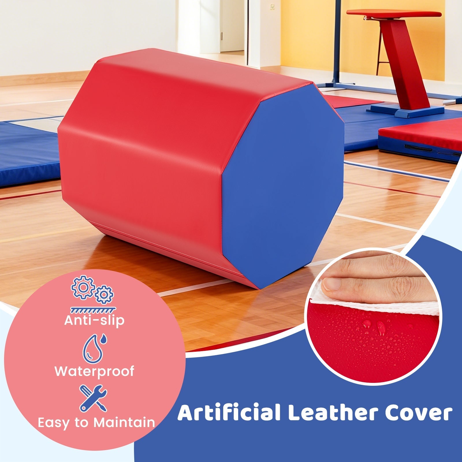 24.5 Inch x 24.5 Inch Octagon Gymnastics Mat with Waterproof Zippered Cover