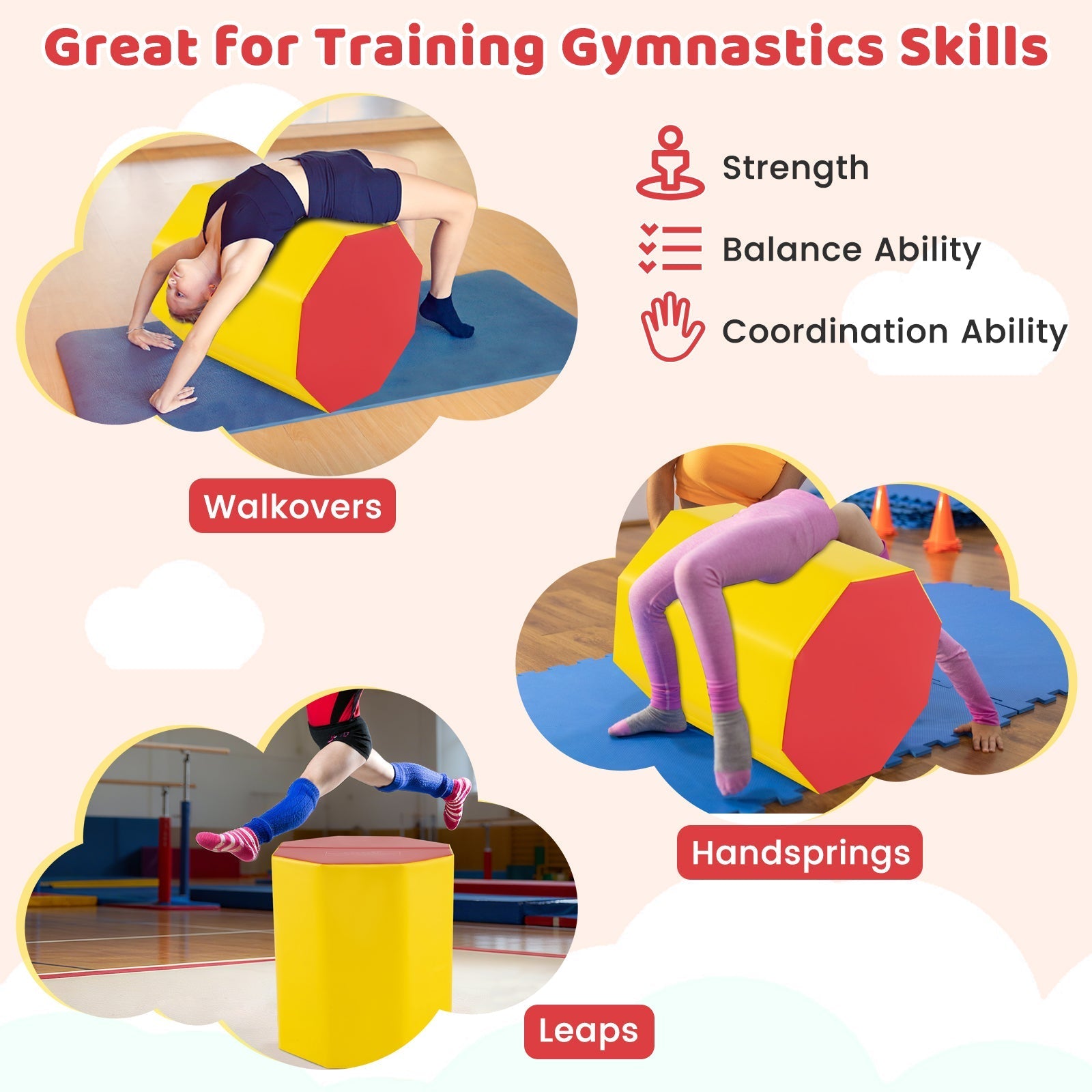 24.5 Inch x 24.5 Inch Octagon Gymnastics Mat with Waterproof Zippered Cover