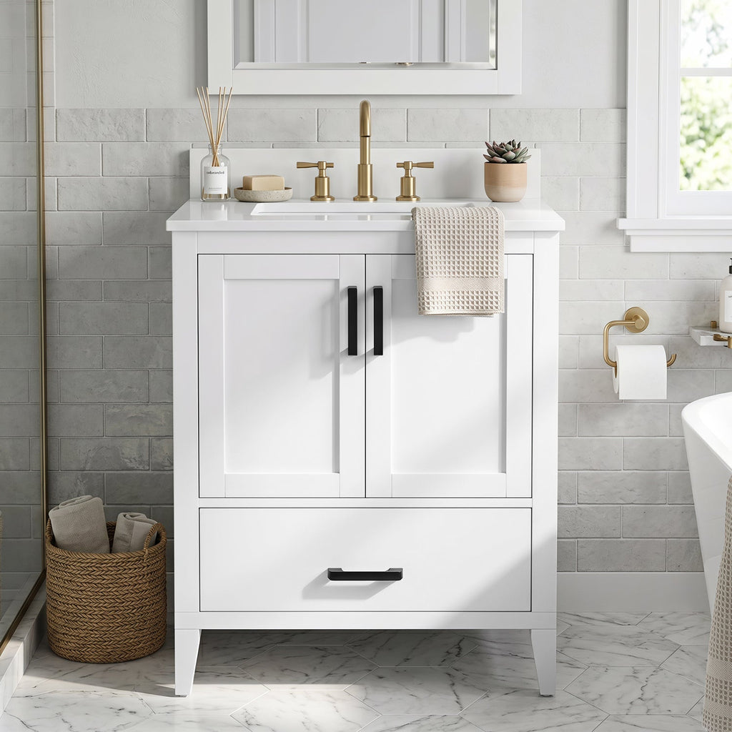 24.5" Bathroom Vanity with Ceramic Sink and Drawer