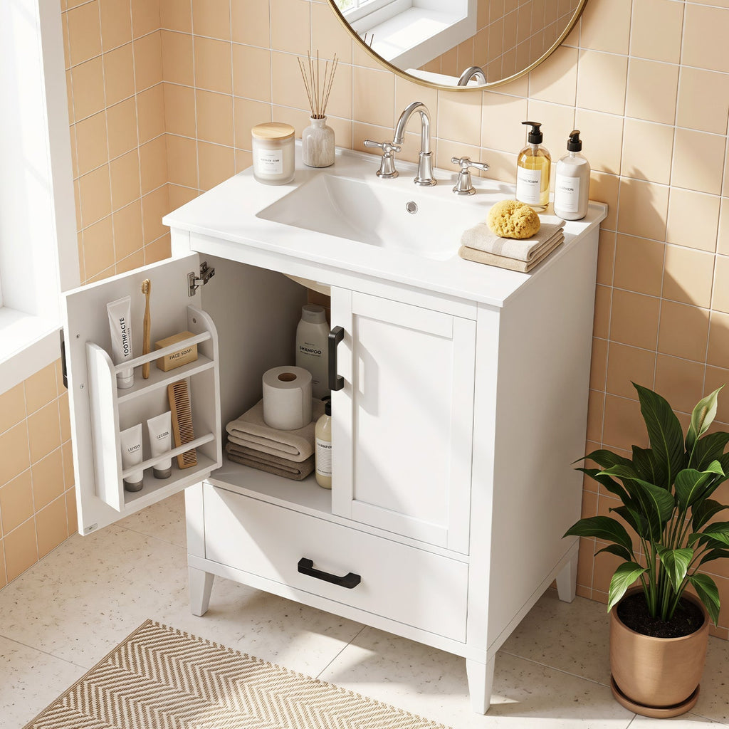 24.5" Bathroom Vanity with Ceramic Sink and Drawer