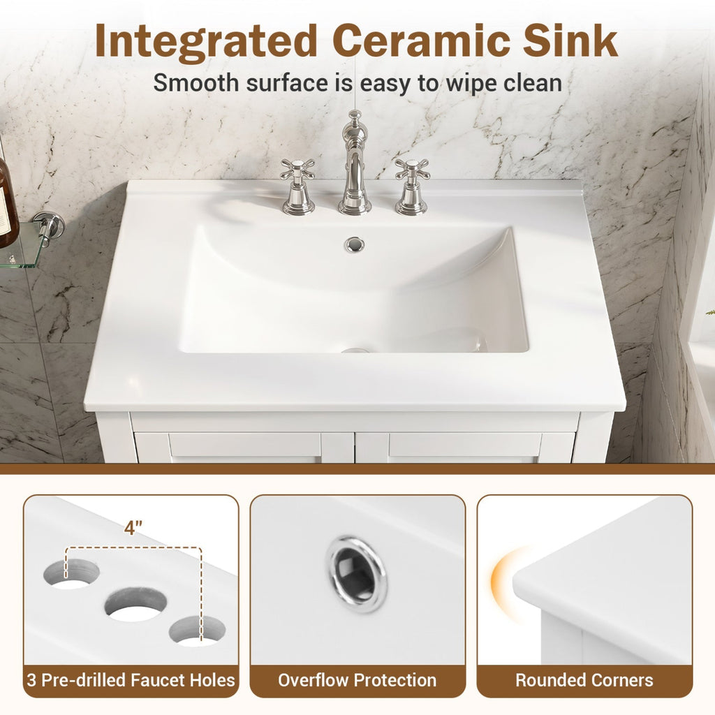 24.5" Bathroom Vanity with Ceramic Sink and Drawer