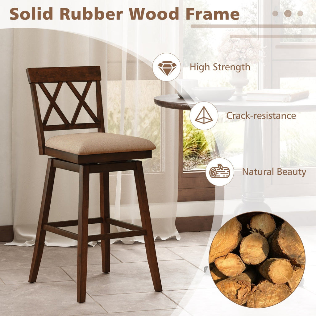 24 Inch Counter Height Barstools Set of 2 with Backrest and Seat Cushion