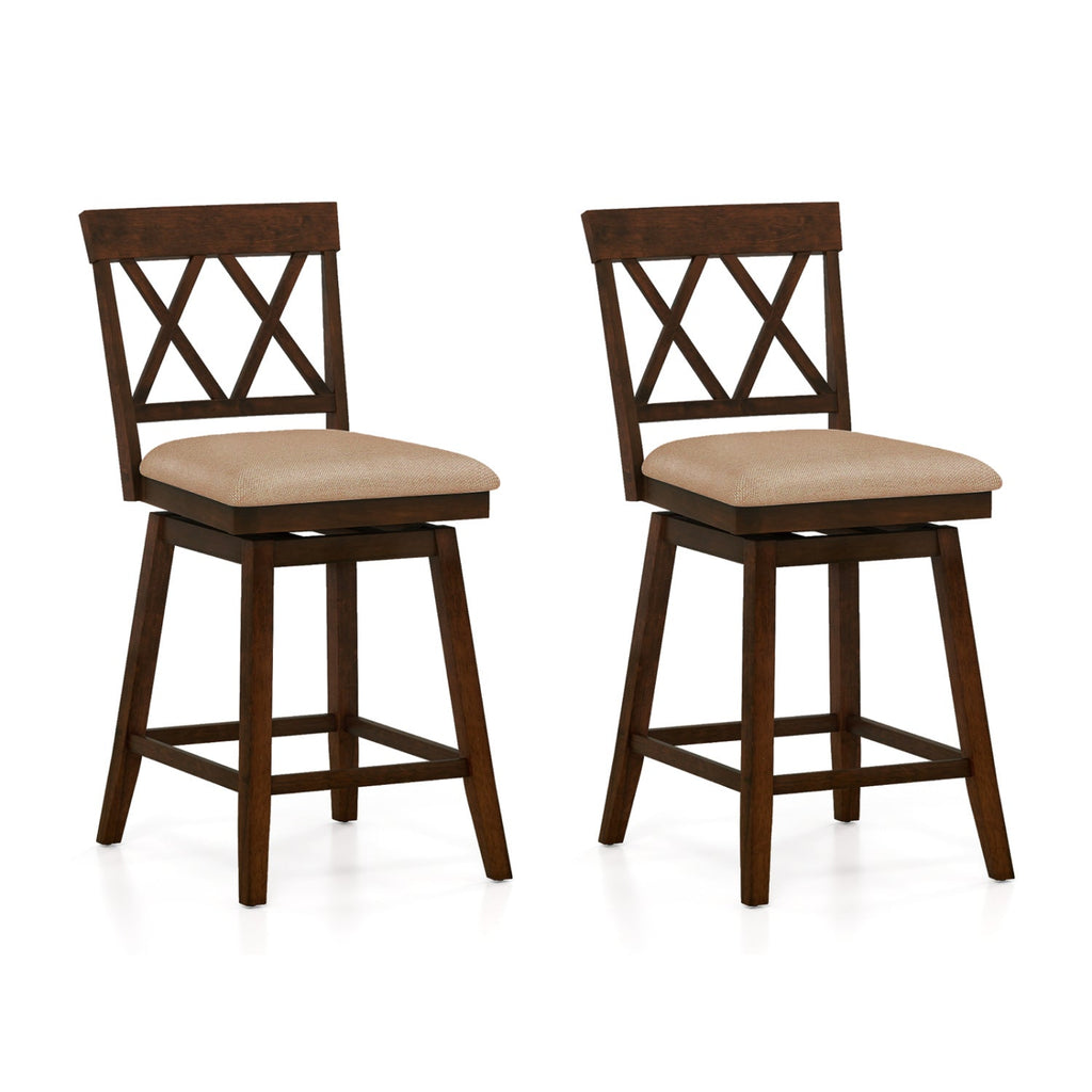 24 Inch Counter Height Barstools Set of 2 with Backrest and Seat Cushion