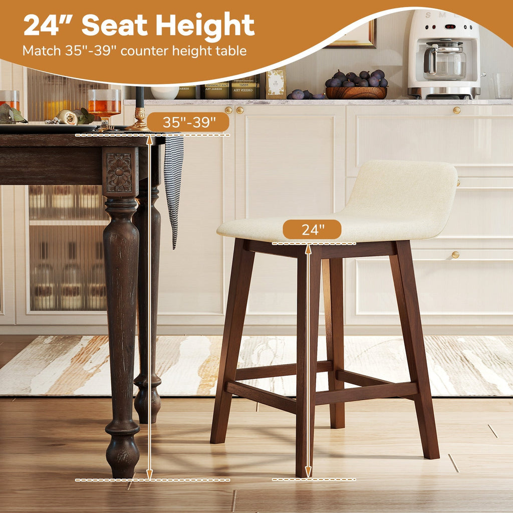 24 Inch Counter Height Bar Stools Set of 2 with Low Back