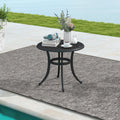 24 Inch Patio Side Table with Adjustable Footpads for Poolside Backyard Balcony-Rustic Brown