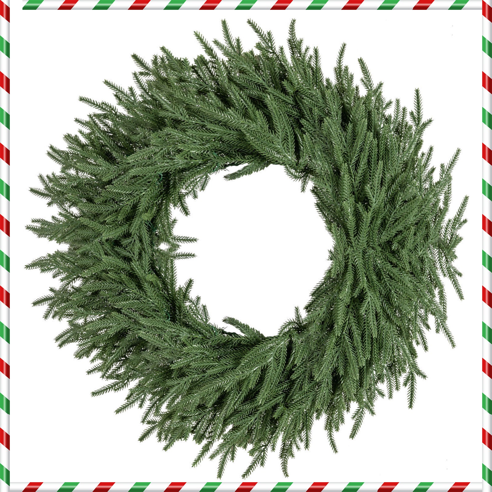 24 Inch Pre-lit Christmas Wreath with 108 Branch Tips and 35 Warm White LED Lights for Wall Window