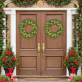 24 Inch Pre-lit Christmas Wreath with 108 Branch Tips and 35 Warm White LED Lights for Wall Window